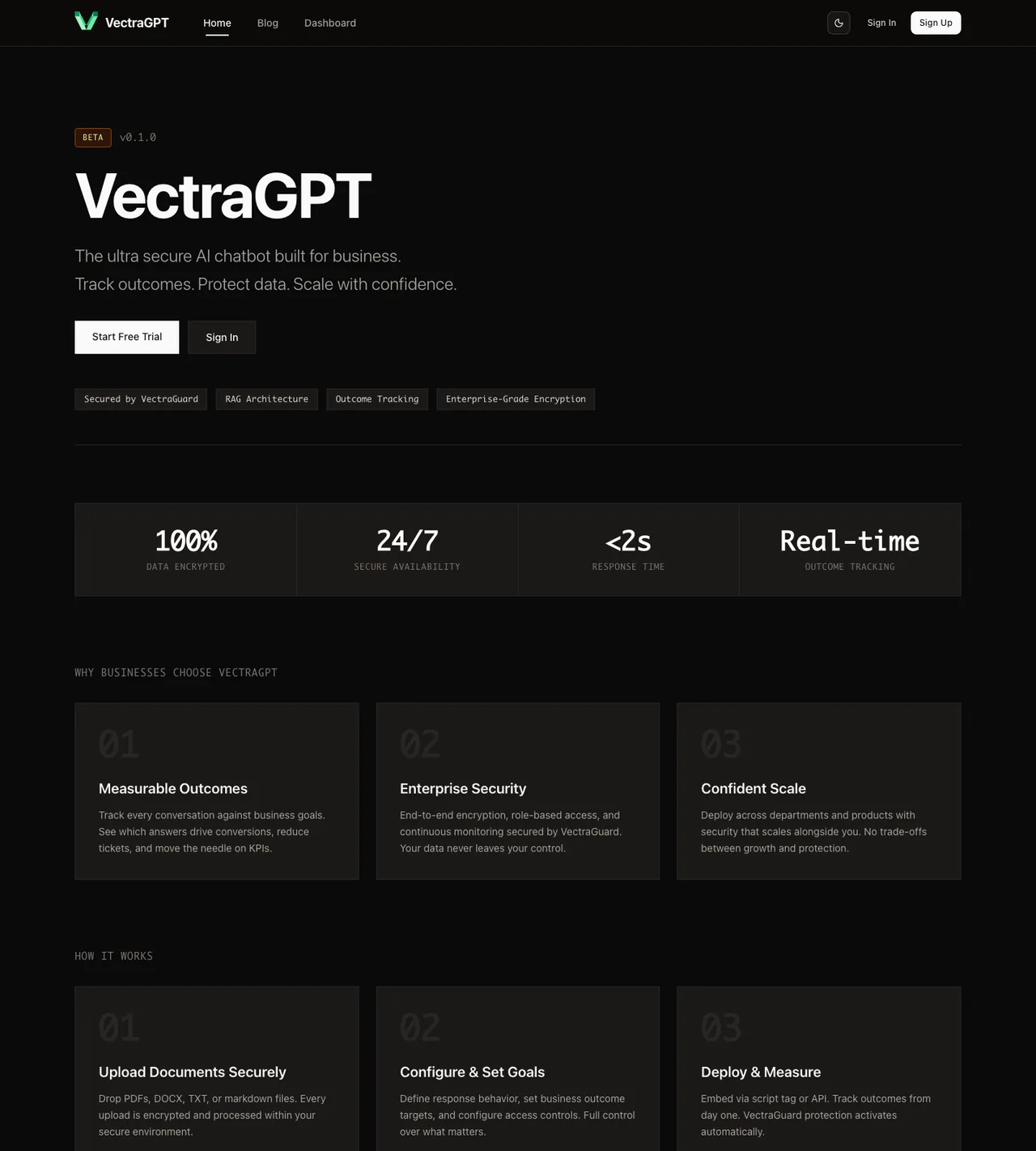 VectraGPT homepage
